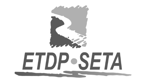 Logo for "ETDP-SETA" all set on a rectangular background.